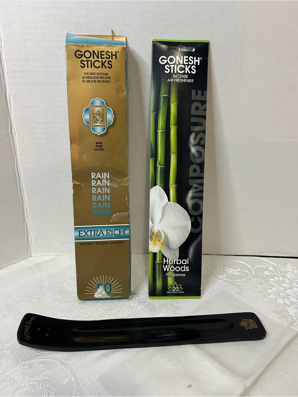 GONESH Sticks Incense Bundle - Gold Rain & Green Herbal Woods